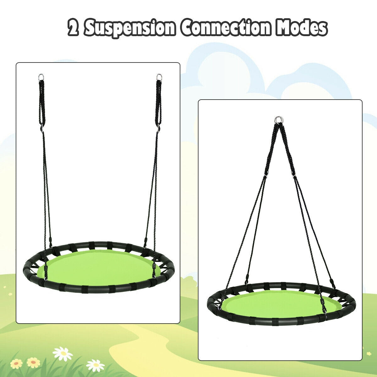 40" Flying Saucer Round Swing Kids Play Set-Green