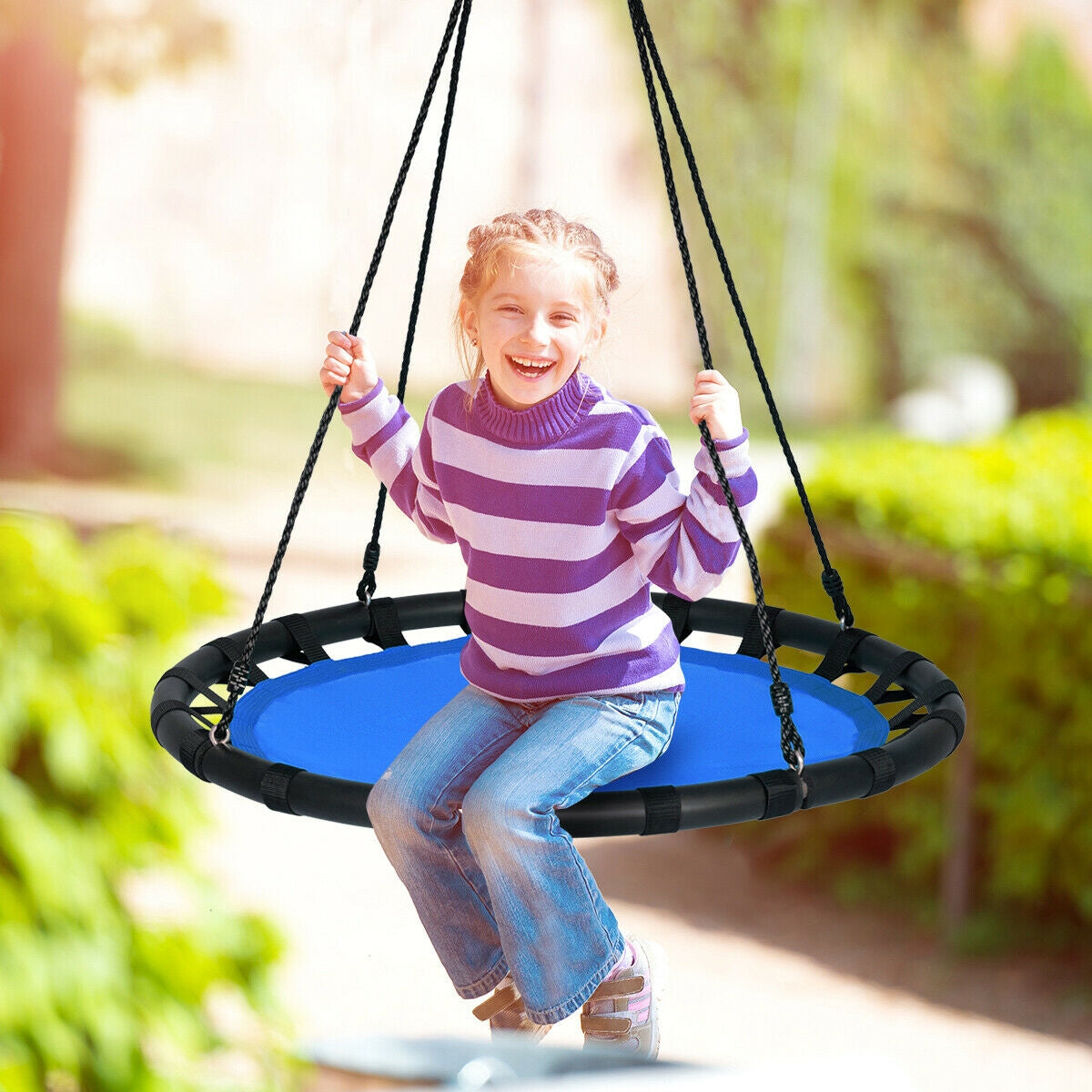 40" Flying Saucer Round Swing Kids Play Set-Blue