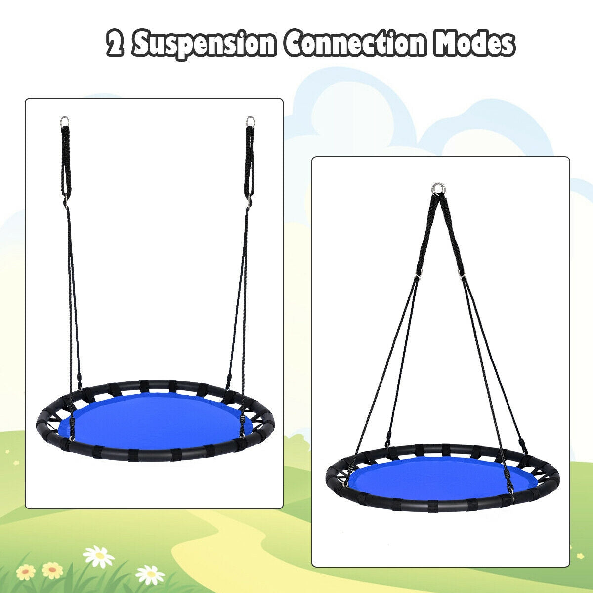 40" Flying Saucer Round Swing Kids Play Set-Blue