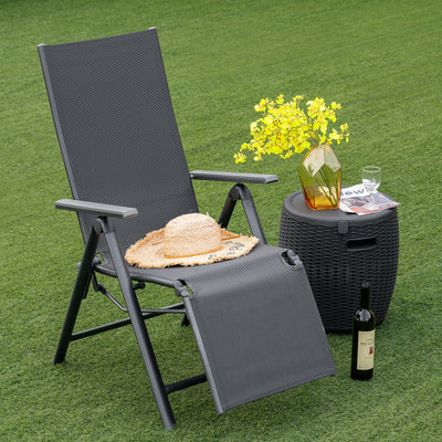 Aluminum Frame Outdoor Foldable Reclining Chair-Gray 
