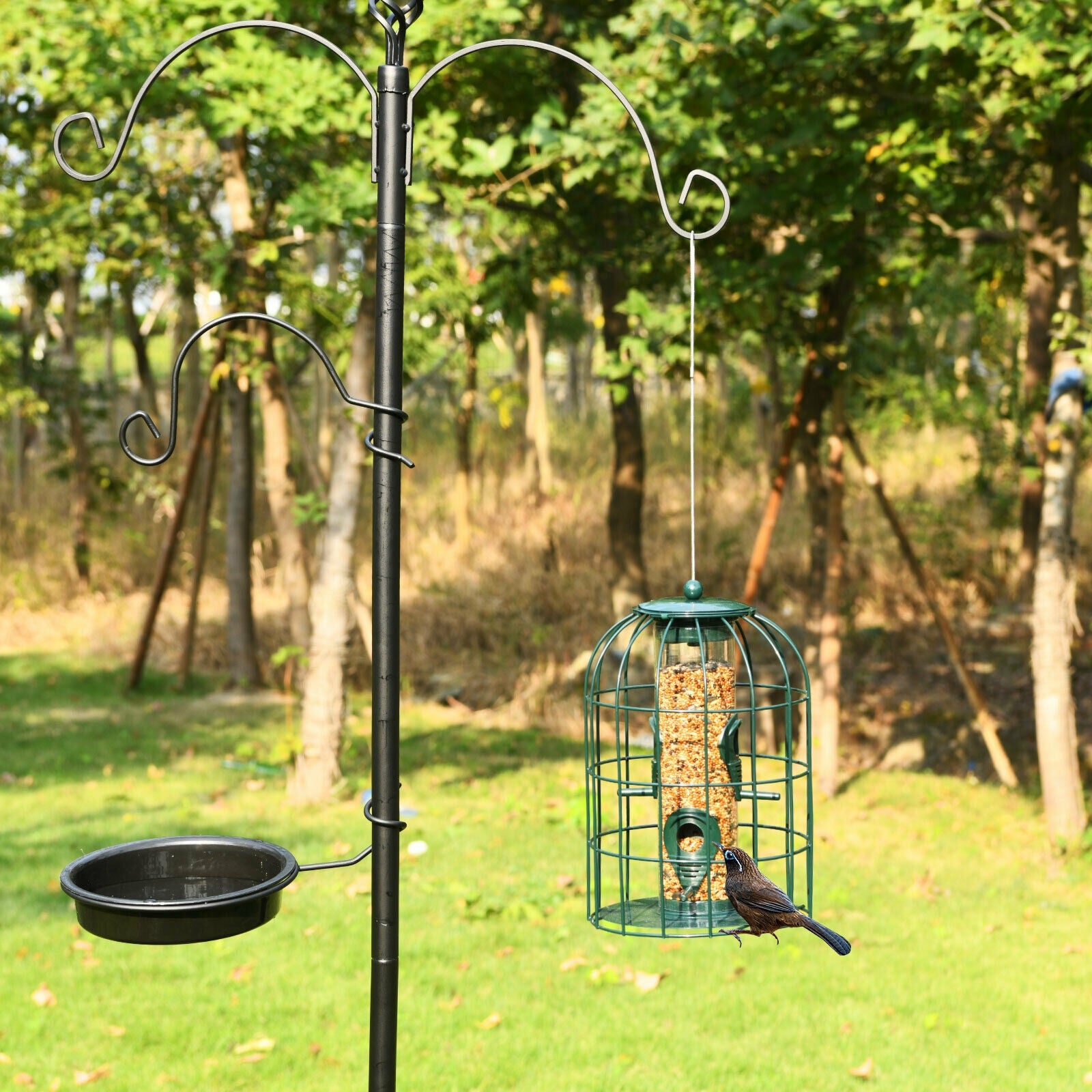 Squirrel-proof Caged Tube Wild Bird Feeder Outdoor Metal Seed Guard Deterrent