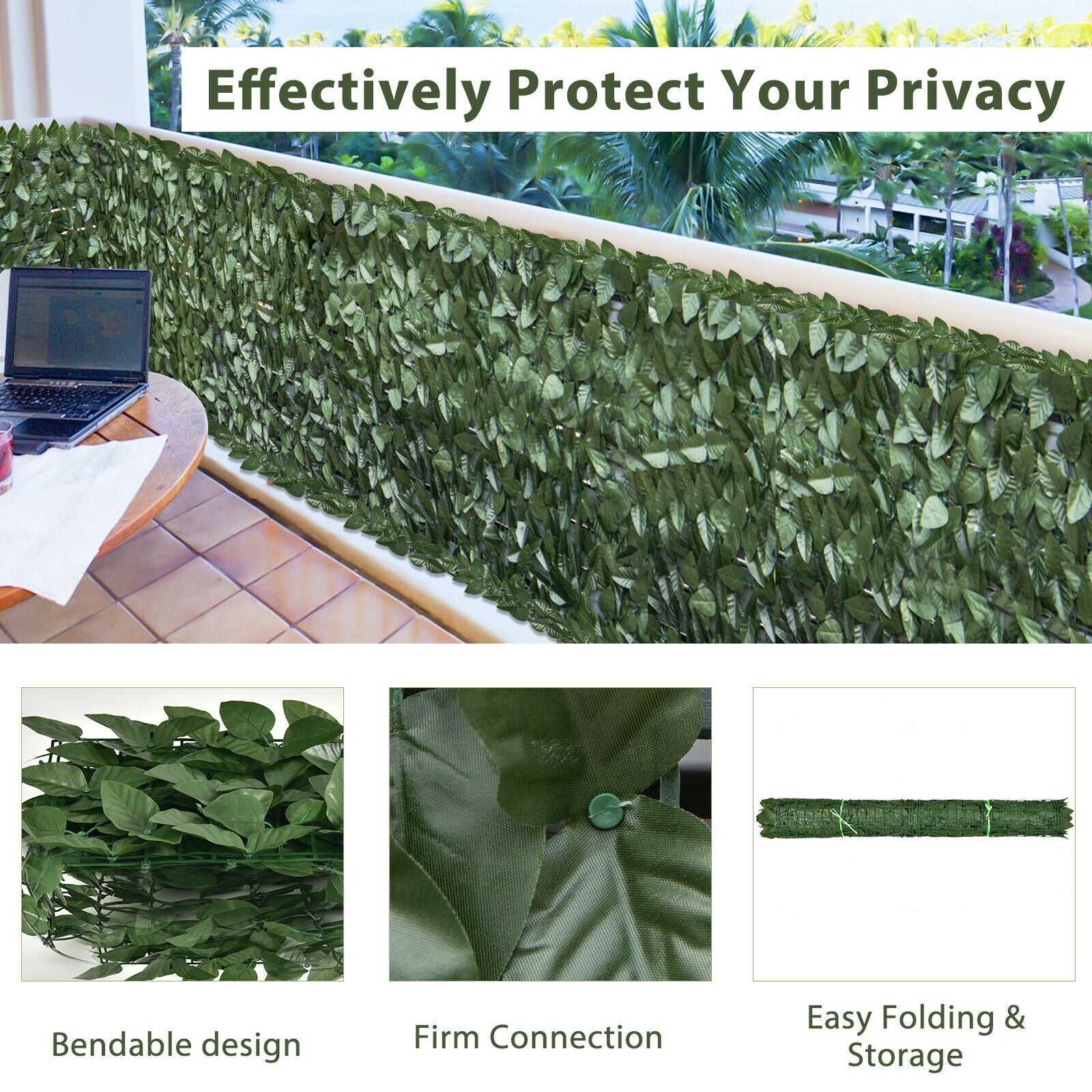 118 x 39 Inch Artificial Ivy Privacy Fence Screen