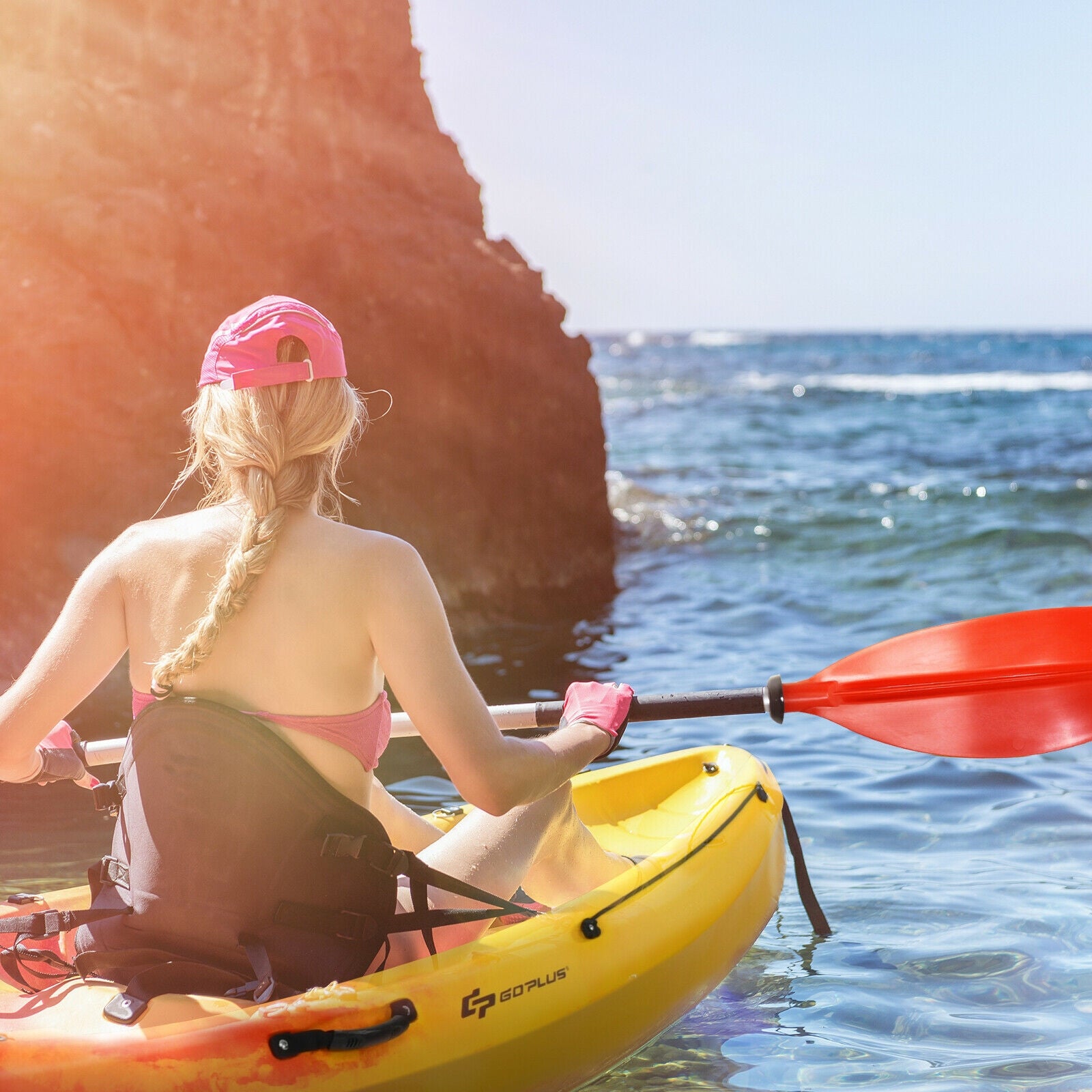 Single Sit-on-Top Kayak with Detachable Aluminum Paddle-Yellow