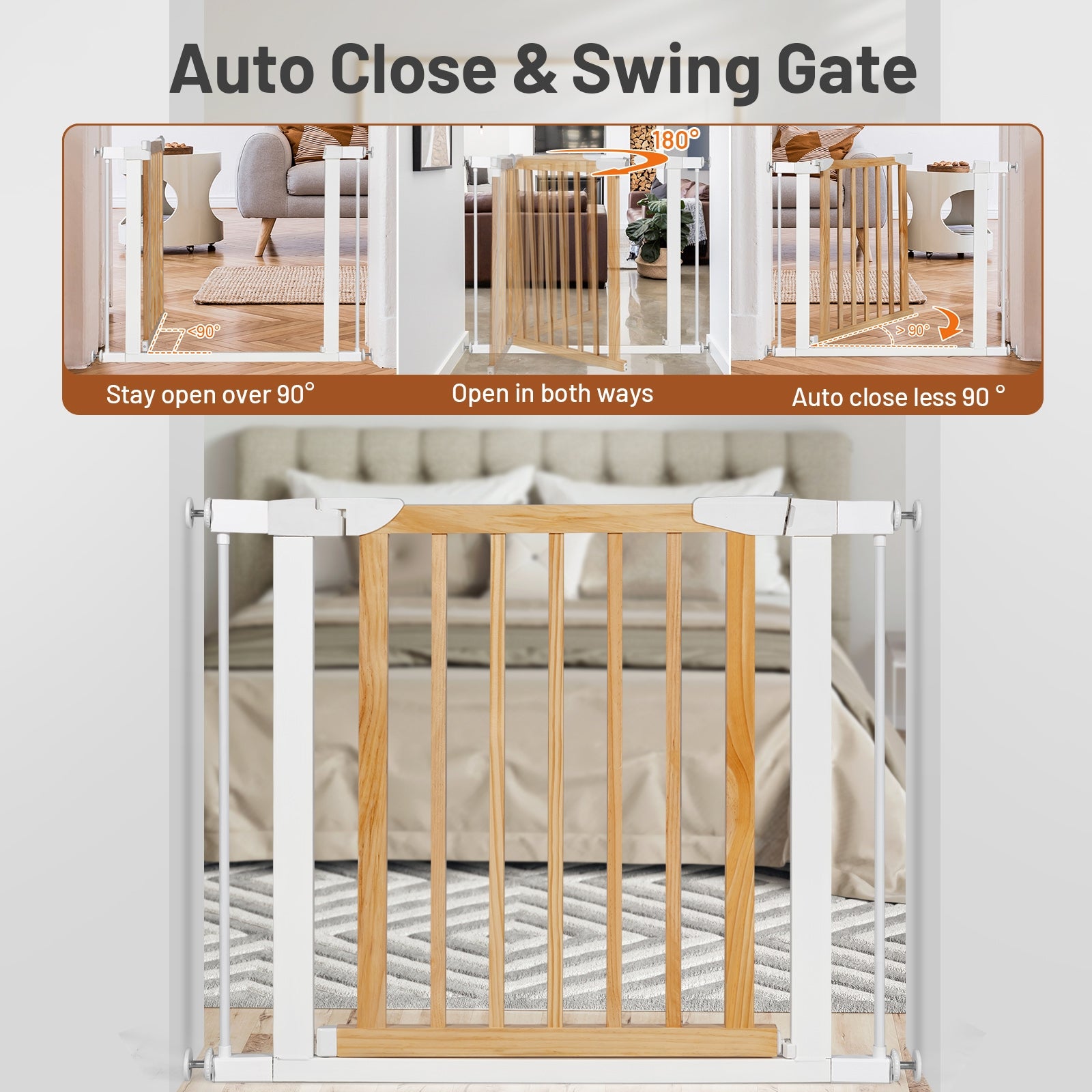 Extendable Safety Gate for Baby and Pet-Natural