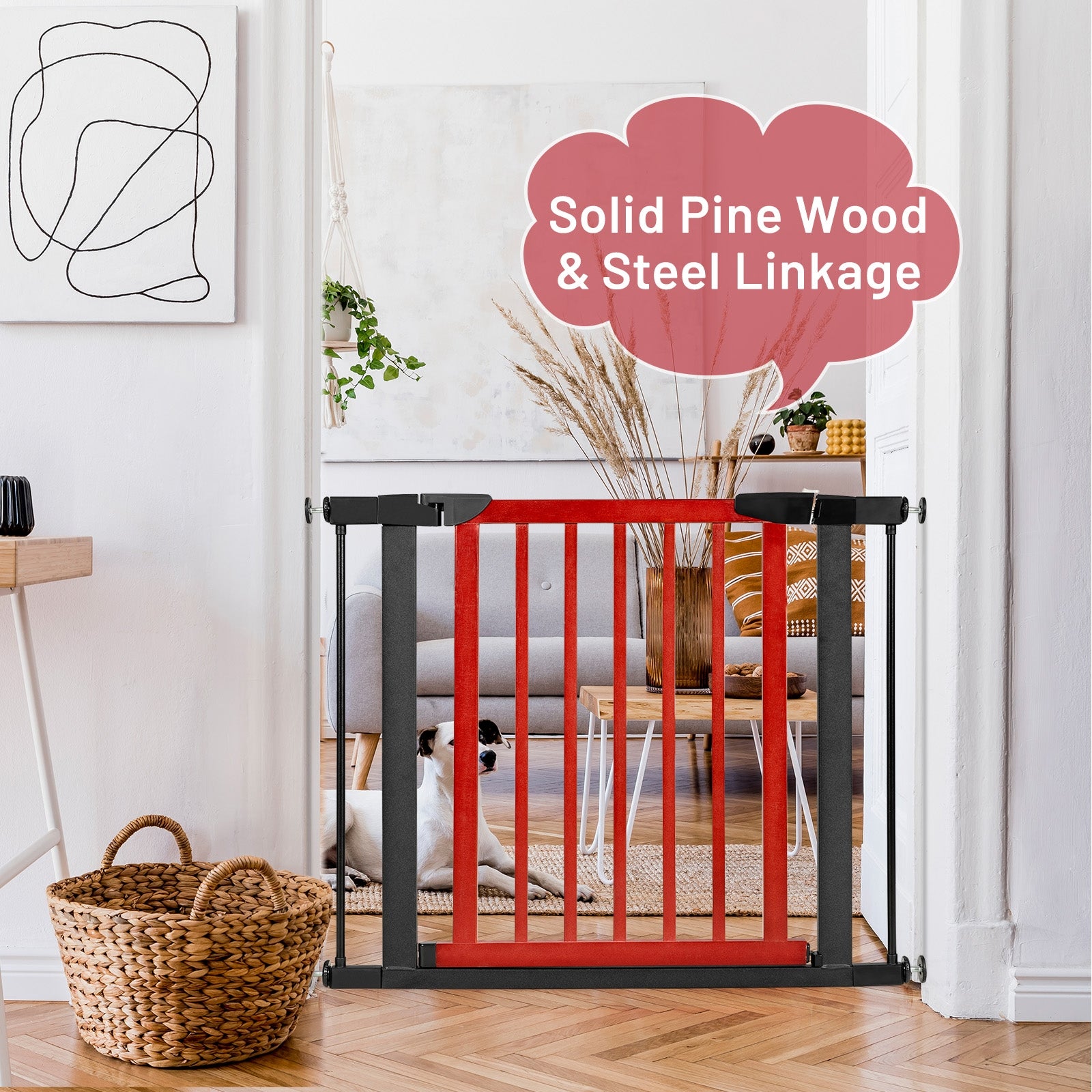 Extendable Safety Gate for Baby and Pet-Red