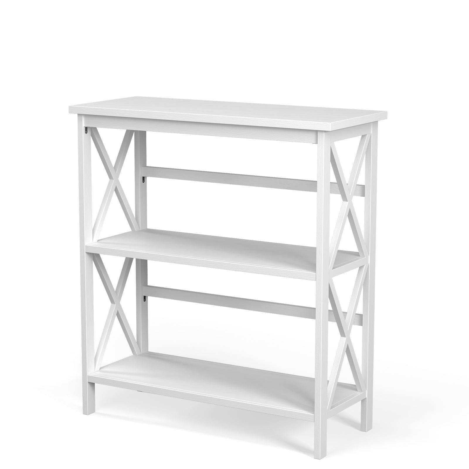 3-Tier Multi-Functional Storage Shelf Units Wooden Open Bookcase and Bookshelf-White