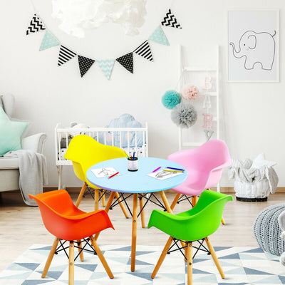 5 Piece Kids Mid-Century Colorful Table Chair Set 