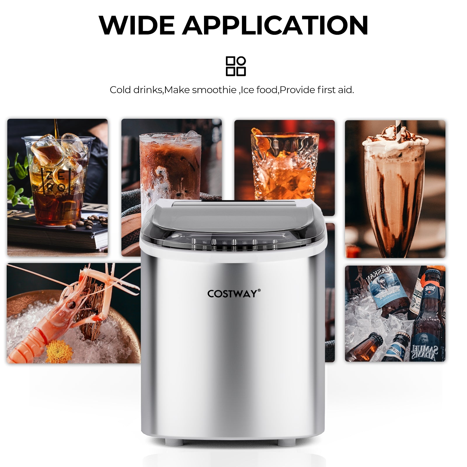 Countertop Automatic Ice Maker Machine  27Lbs/24 Hrs with Scoop and Basket-Silver