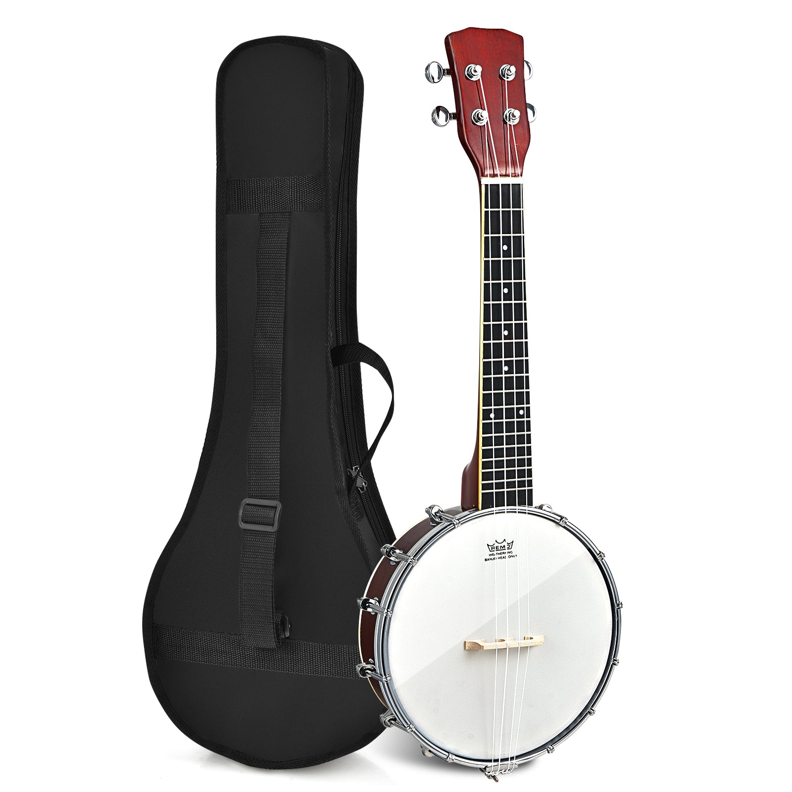 24 Inch Sonart 4-String Banjo Ukulele with Remo Drumhead and Gig Bag