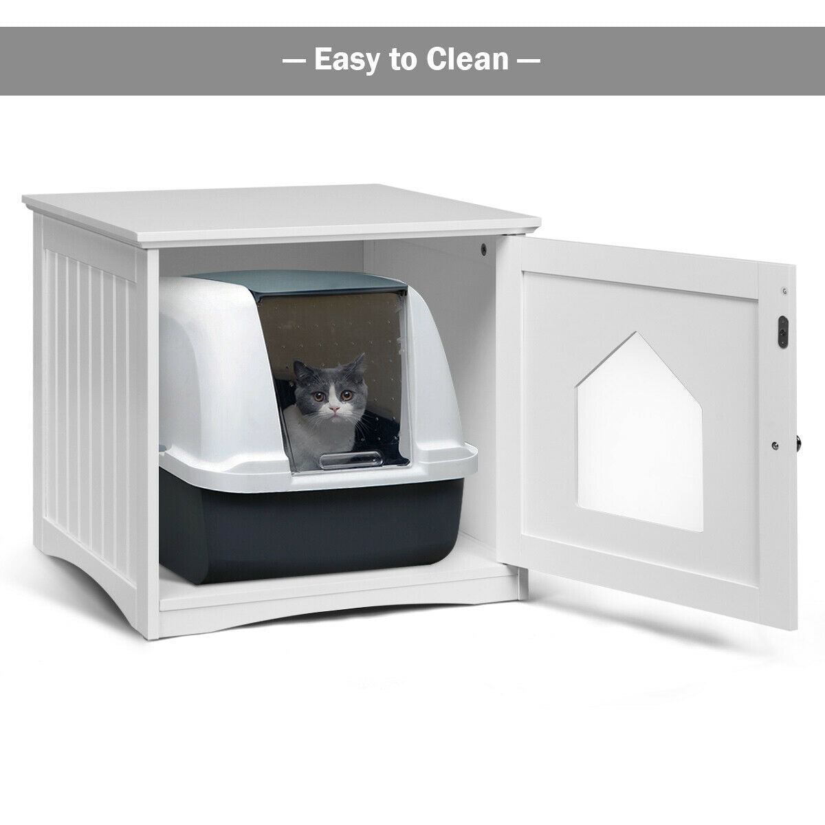 Sidetable Nightstand Weatherproof Multi-function Cat House-White