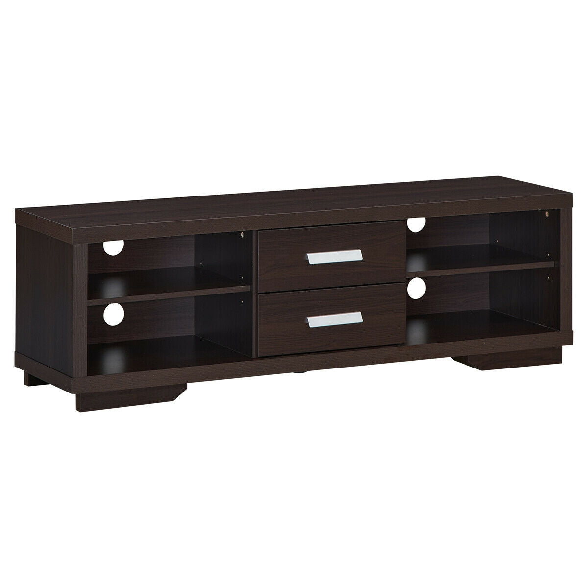 Modern TV Stand Entertainment Center with 2 Drawers and 4 Open Shelves