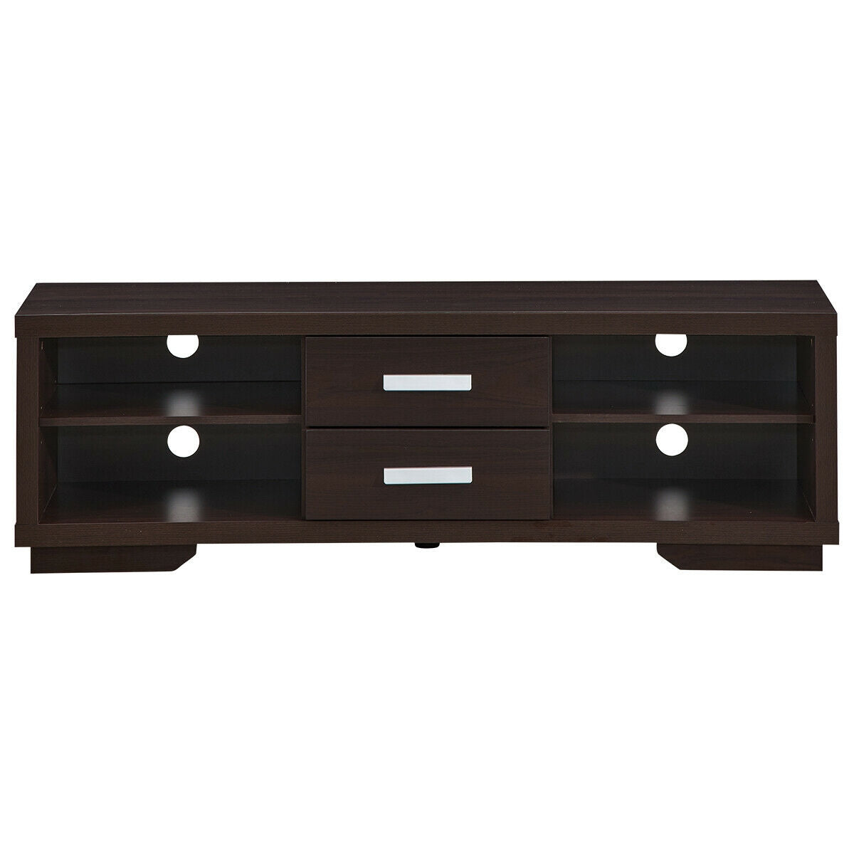 Modern TV Stand Entertainment Center with 2 Drawers and 4 Open Shelves