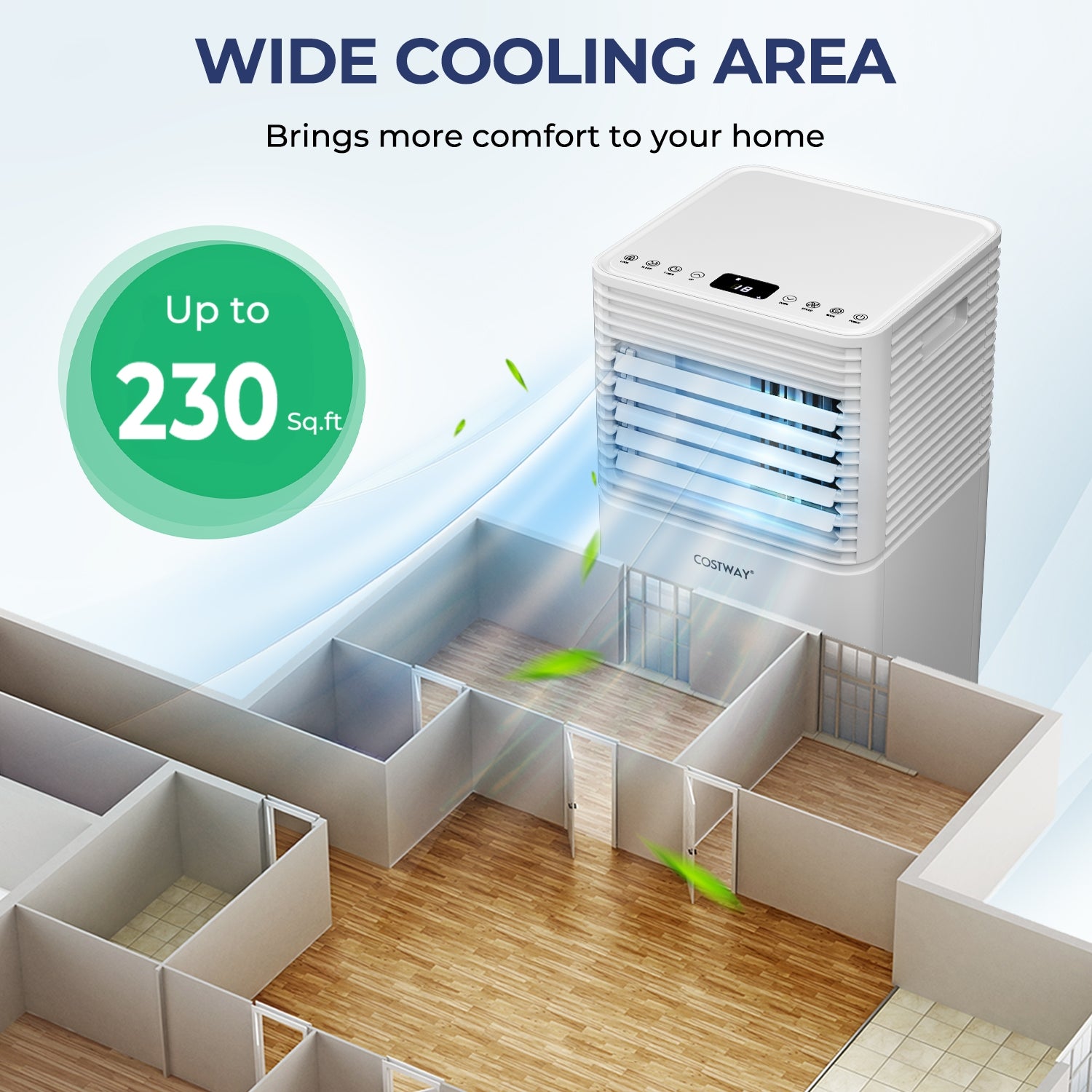 8000 BTU 3-in-1 Air Cooler with Dehumidifier and Fan Mode-White