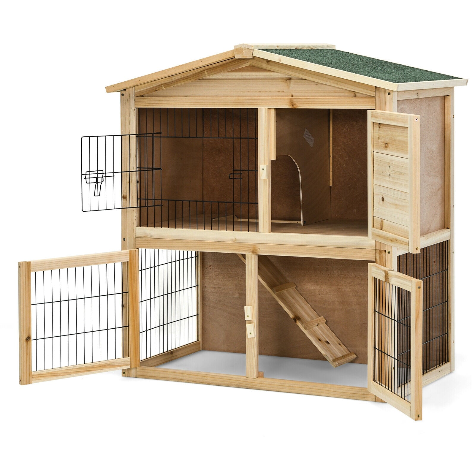 35 Inch Wooden Chicken Coop with Ramp