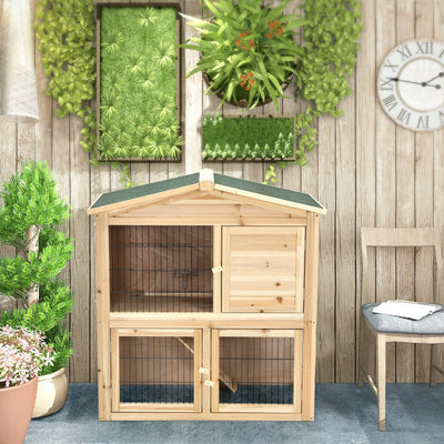 35 Inch Wooden Chicken Coop with Ramp 