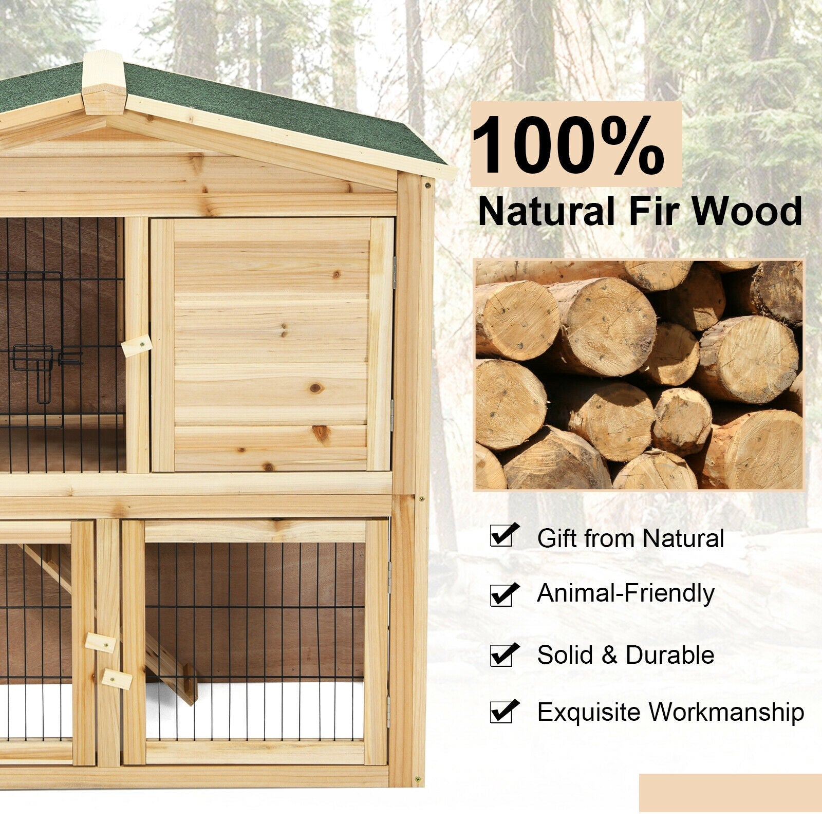 35 Inch Wooden Chicken Coop with Ramp