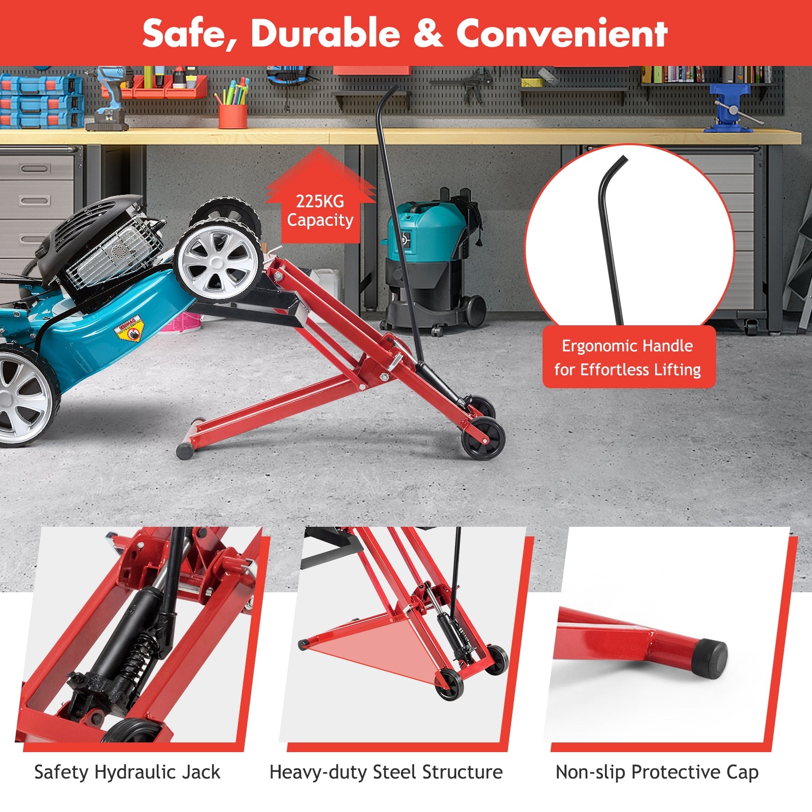 Hydraulic Lawnmower Lift Jack for Tractors and Zero Turn Riding Lawn Mowers