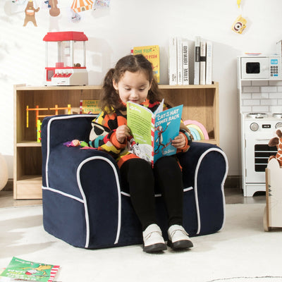 Upholstered Kids Sofa with Velvet Fabric and High-Quality Sponge-Navy 