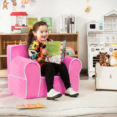 Upholstered Kids Sofa with Velvet Fabric and High-Quality Sponge-Pink 