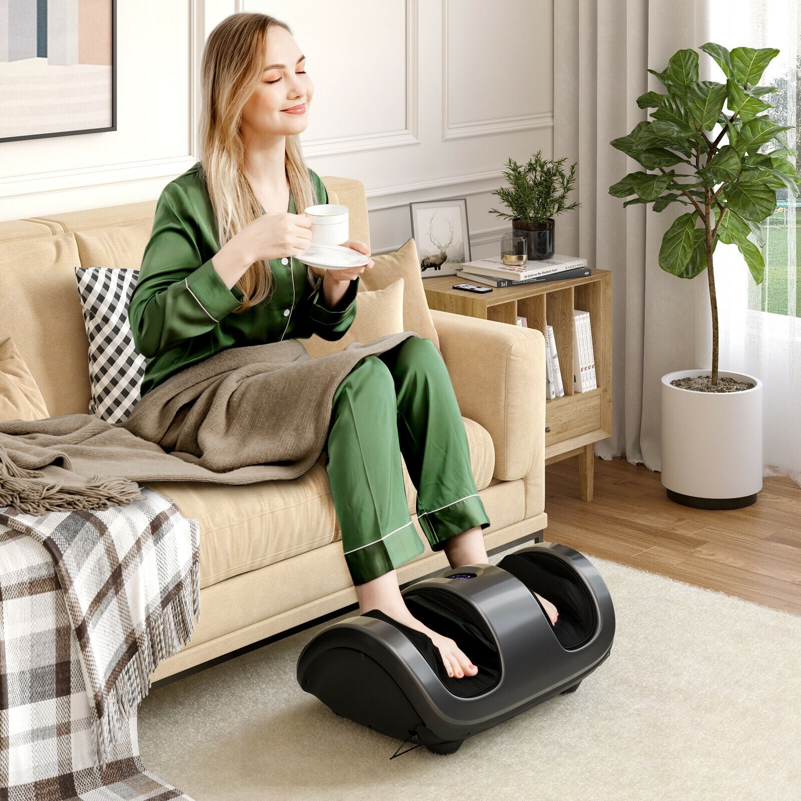 Shiatsu Foot Massager with Kneading and Heat Function-Gray