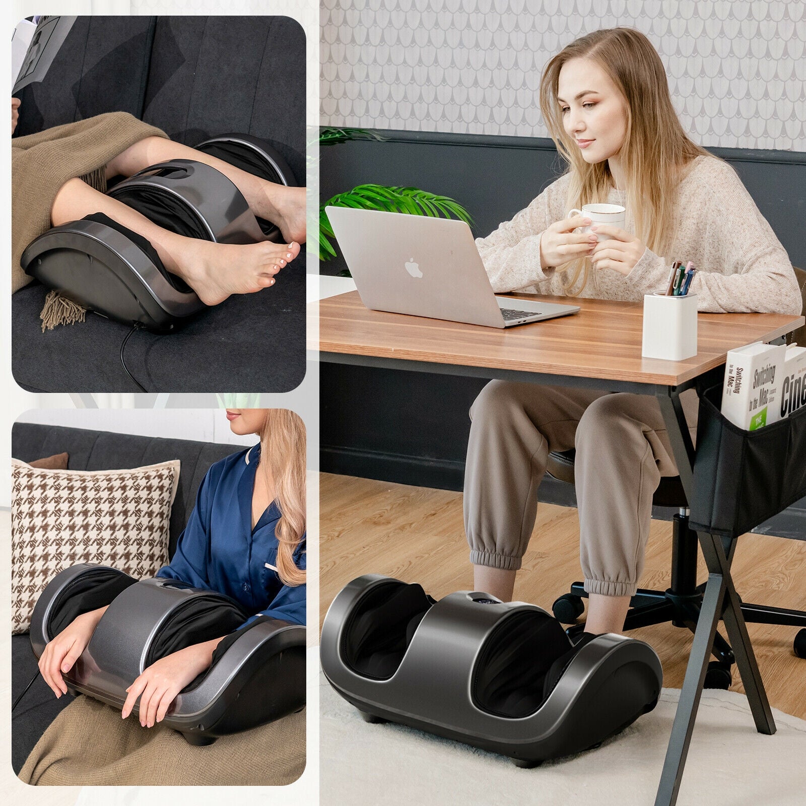 Shiatsu Foot Massager with Kneading and Heat Function-Gray