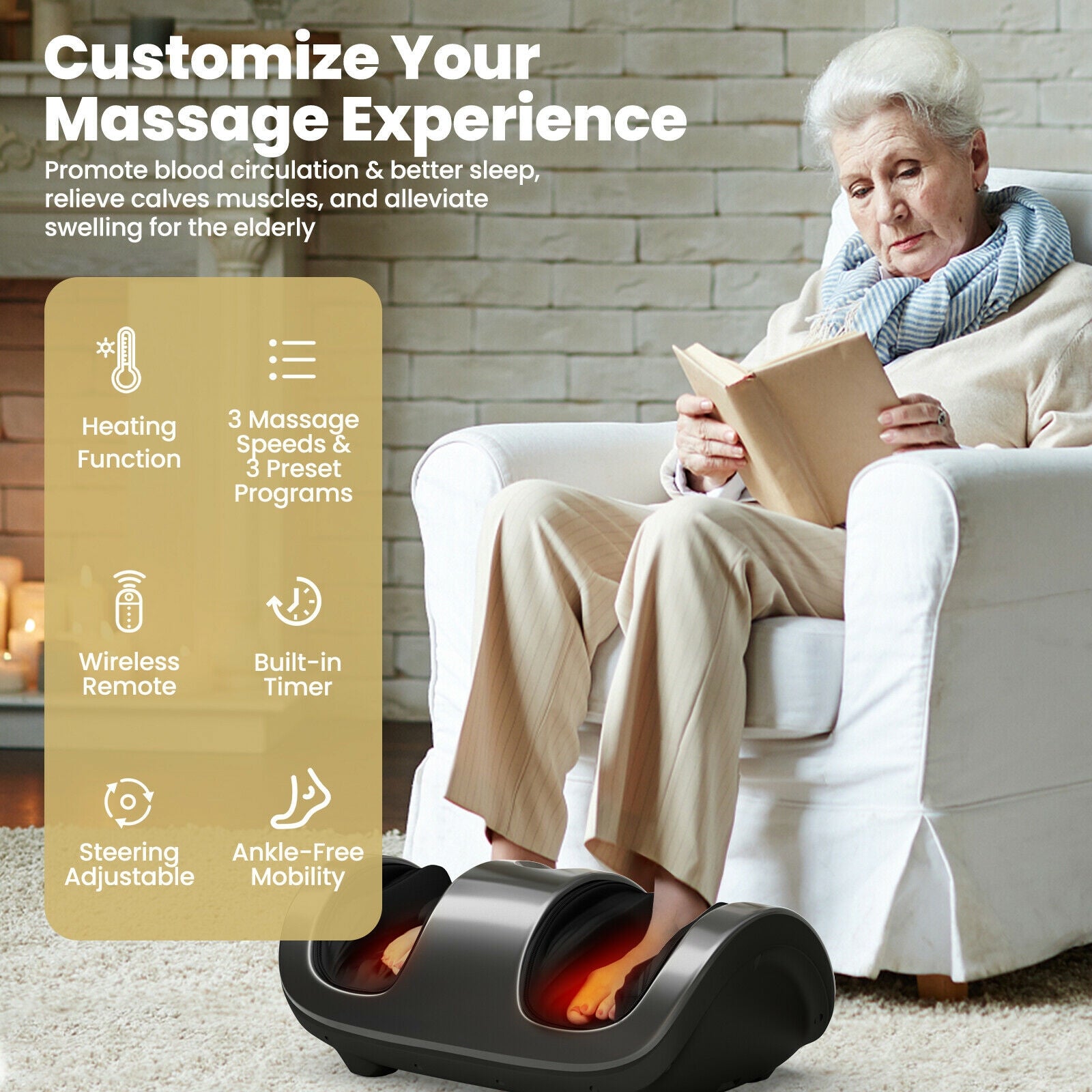 Shiatsu Foot Massager with Kneading and Heat Function-Gray