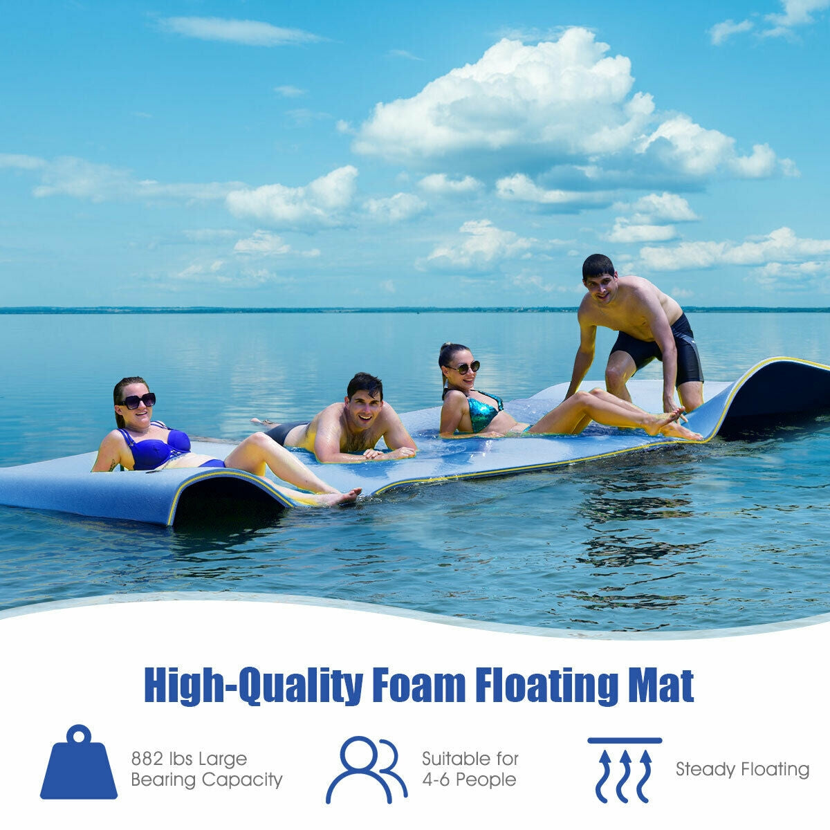 12 x 6 Feet 3 Layer Floating Water Pad-Blue