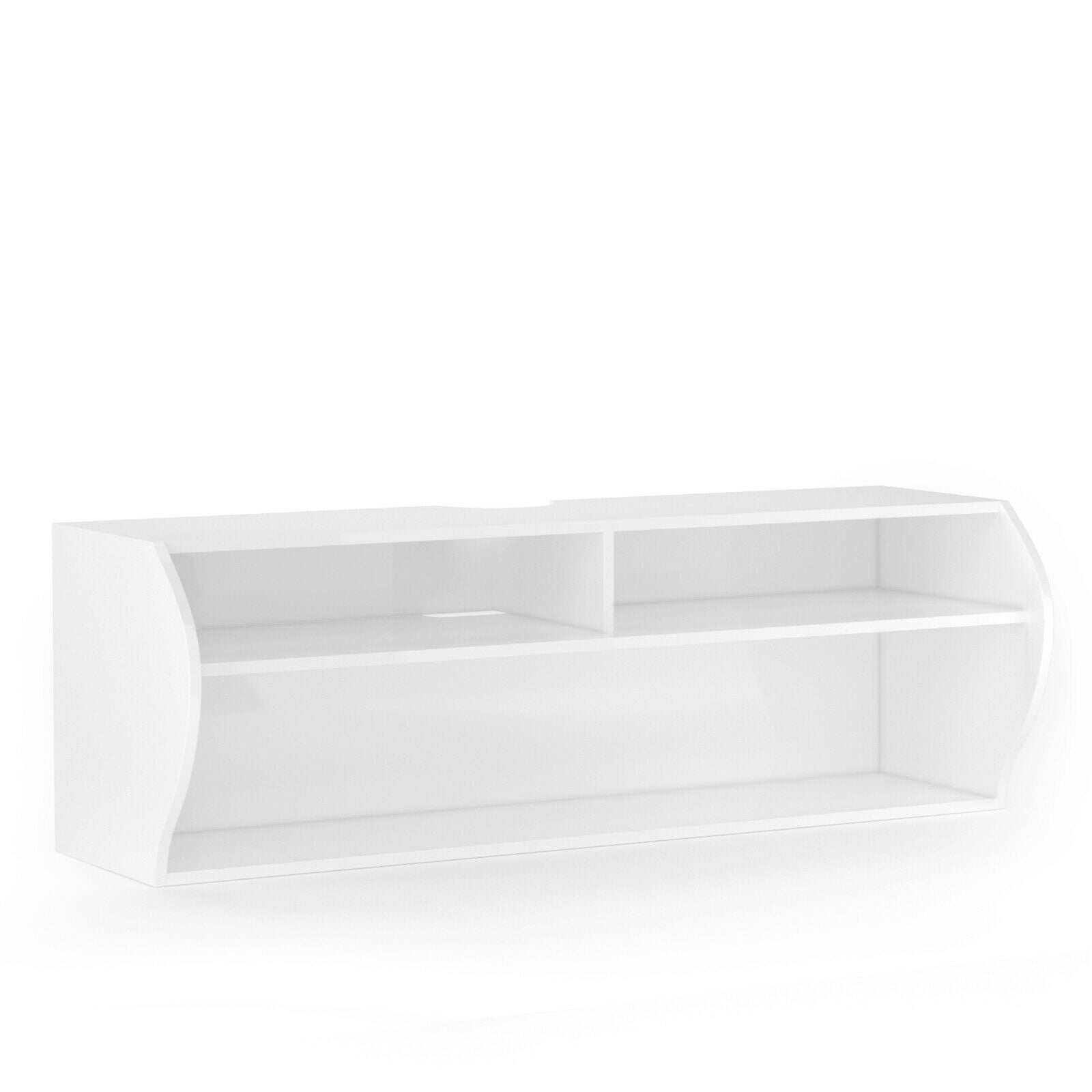 48.5 Inch 2 Tier Modern Wall Mounted Hanging Floating Shelf-White