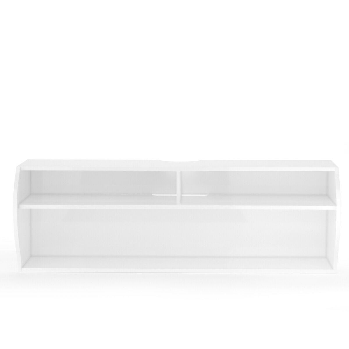 48.5 Inch 2 Tier Modern Wall Mounted Hanging Floating Shelf-White