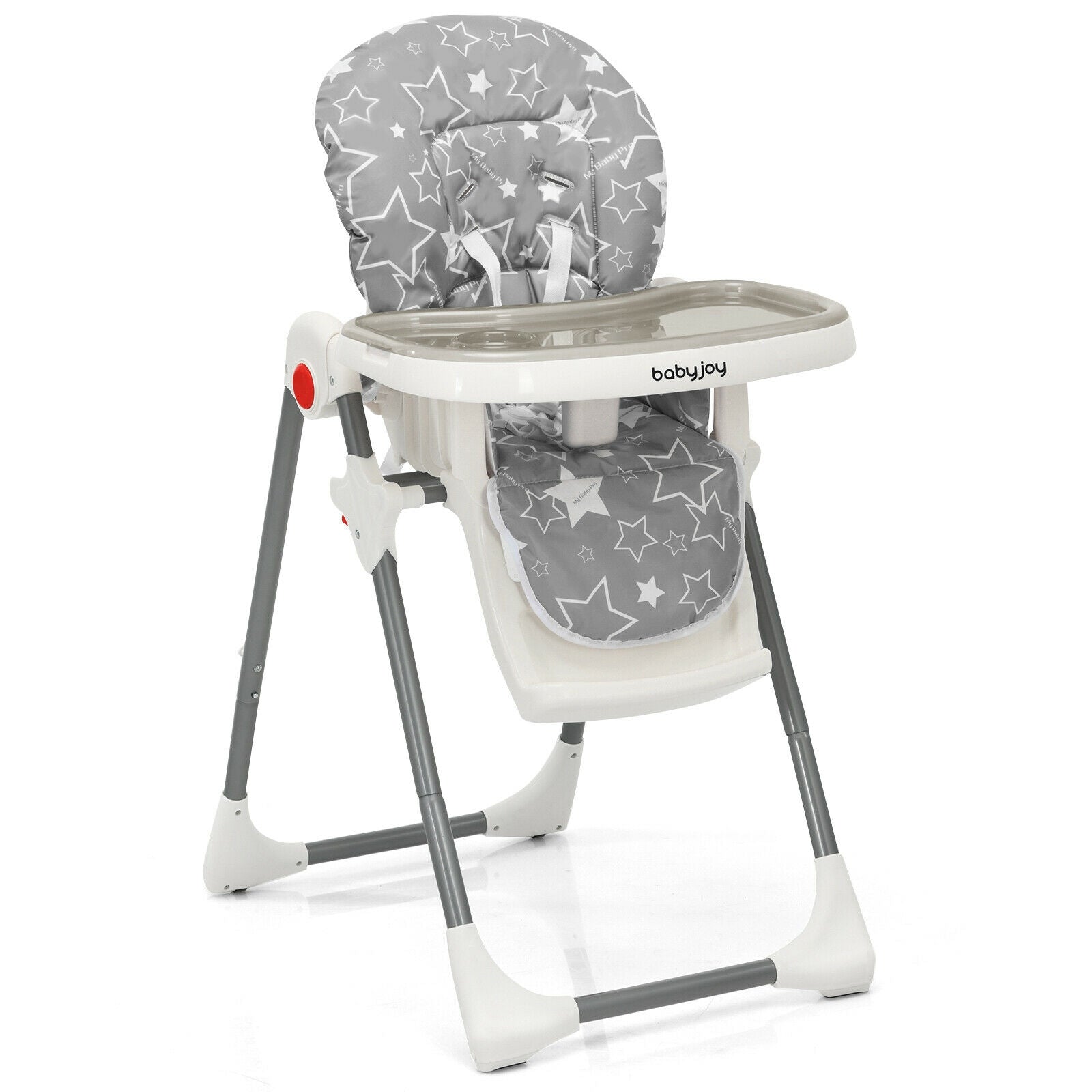 Folding Baby High Dining Chair with 6-Level Height Adjustment-Gray 