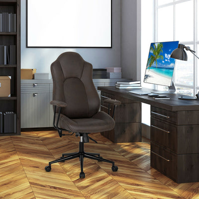High Adjustable Back Executive Office Chair with Armrest-Brown 