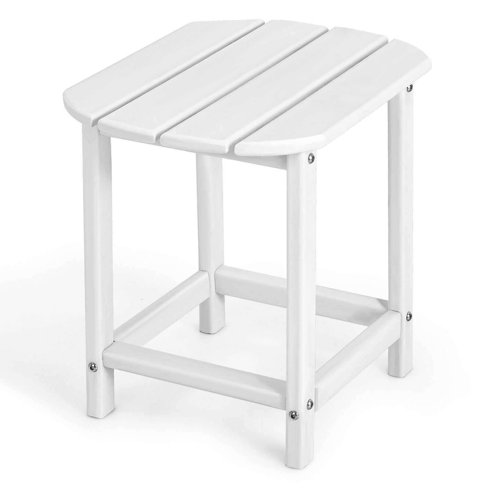 18 Inch Weather Resistant Side Table for Garden Yard Patio-White 