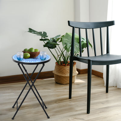 14 Inch Round End Table with Ceramic Tile Top 
