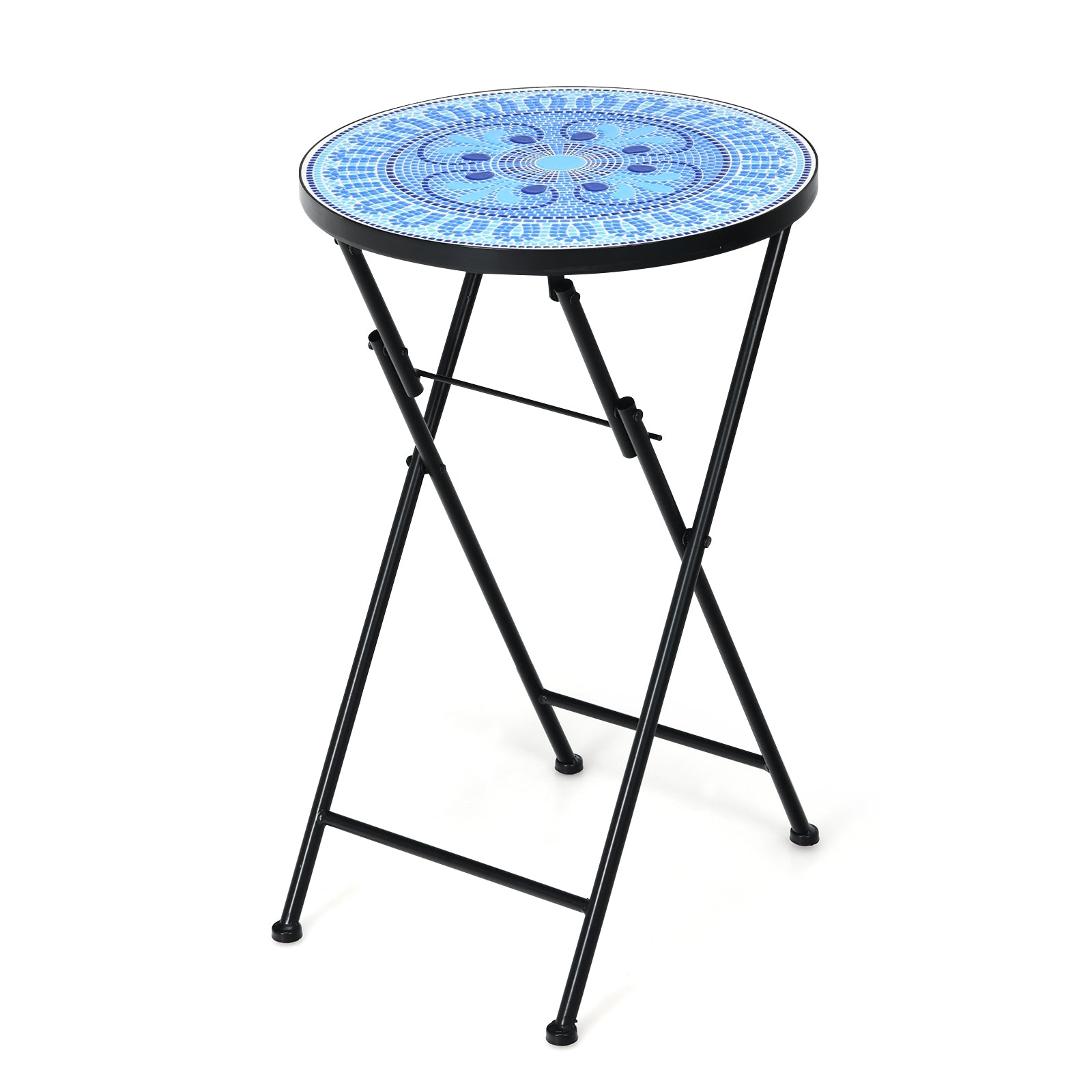 14 Inch Round End Table with Ceramic Tile Top