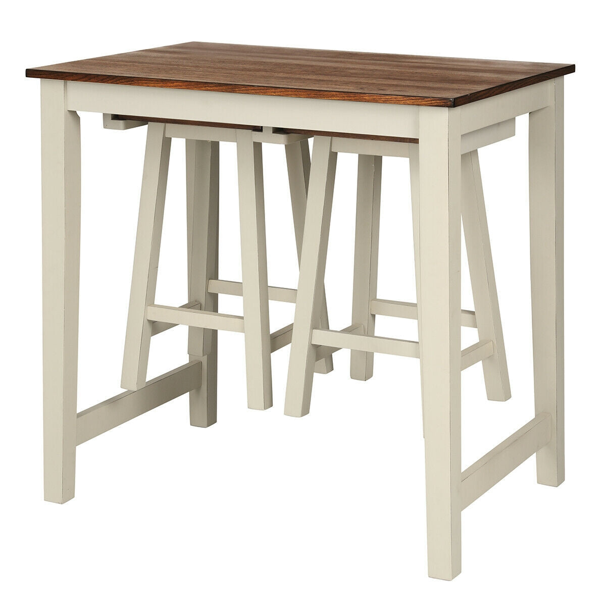 Counter Height Pub Table with 2 Saddle Bar Stools 