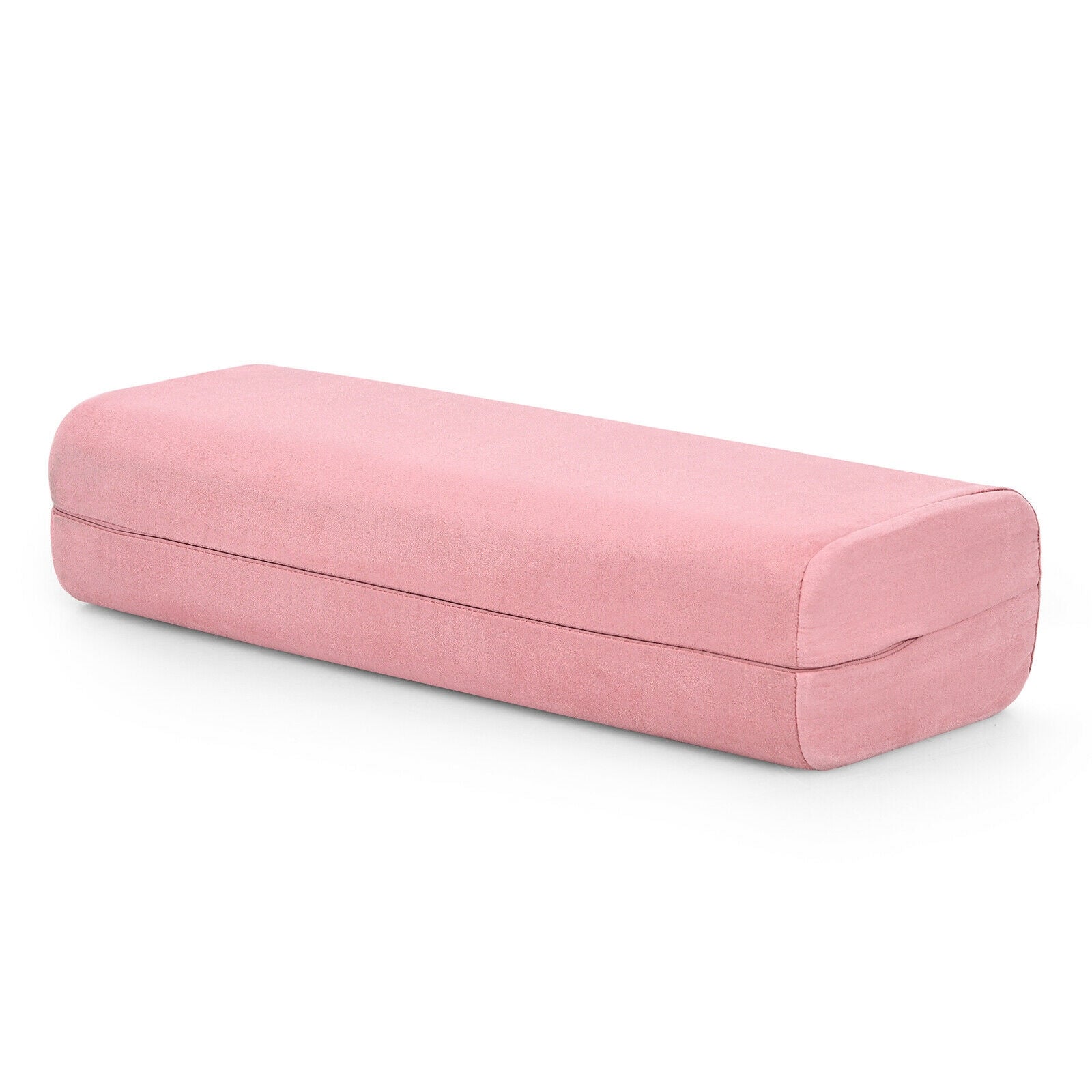 Yoga Bolster Pillow with Washable Cover and Carry Handle-Pink 