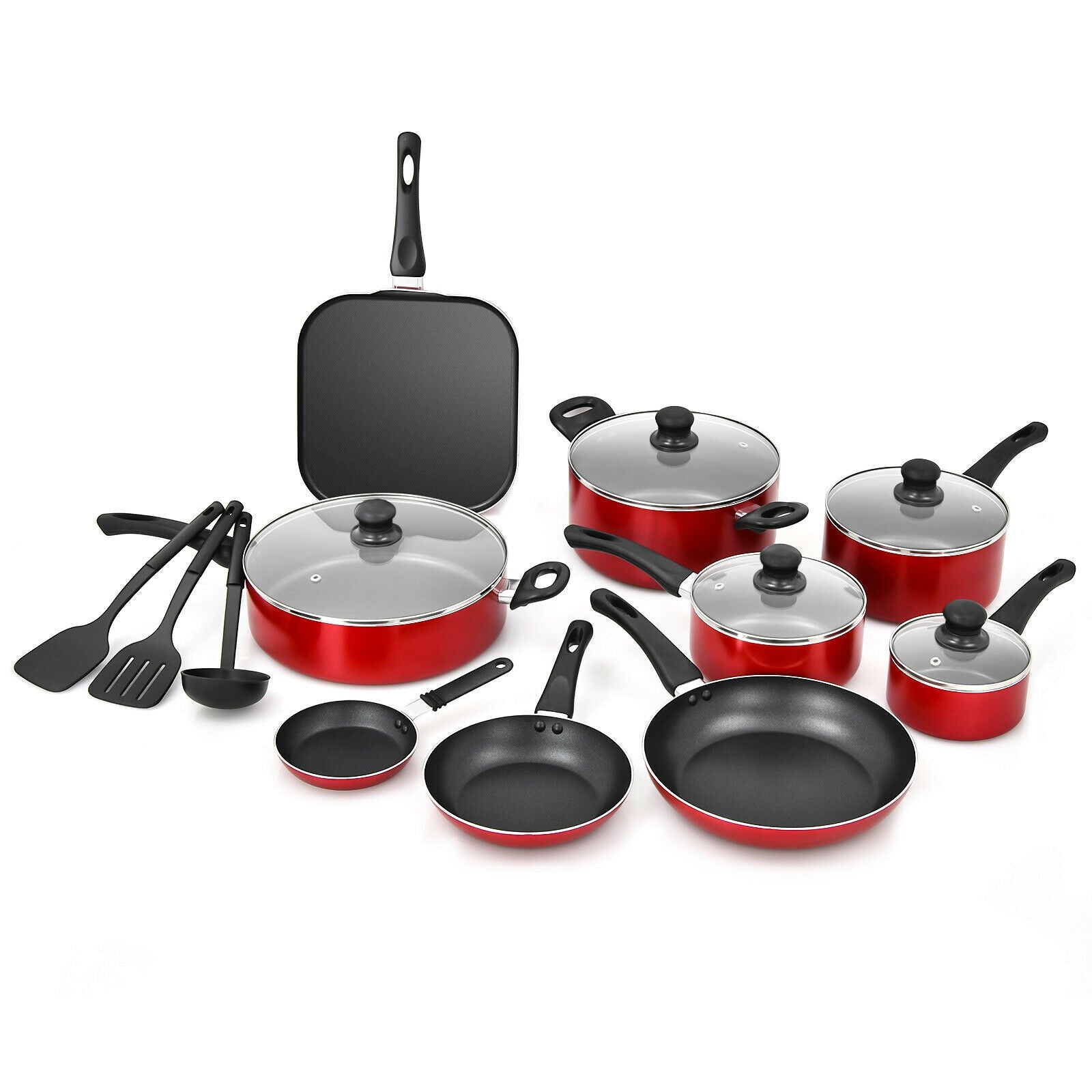 17 Pieces Hard Anodized Nonstick Cookware Pots and Pans Set 