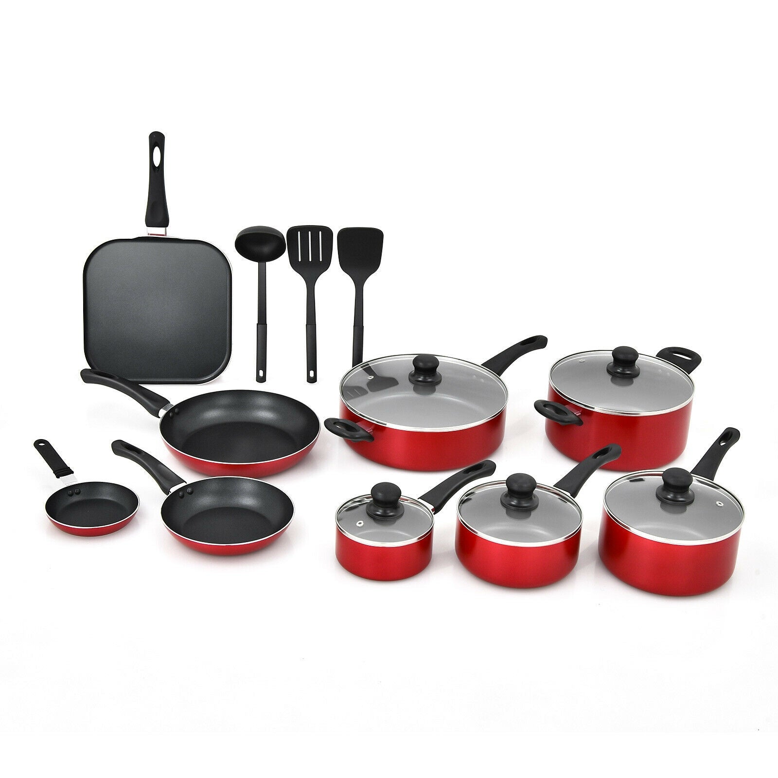 17 Pieces Hard Anodized Nonstick Cookware Pots and Pans Set 