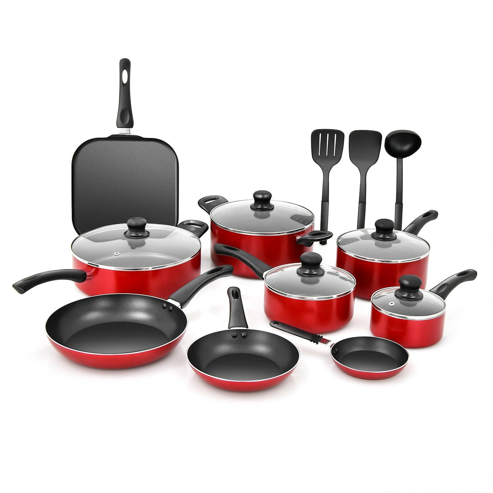 17 Pieces Hard Anodized Nonstick Cookware Pots and Pans Set 