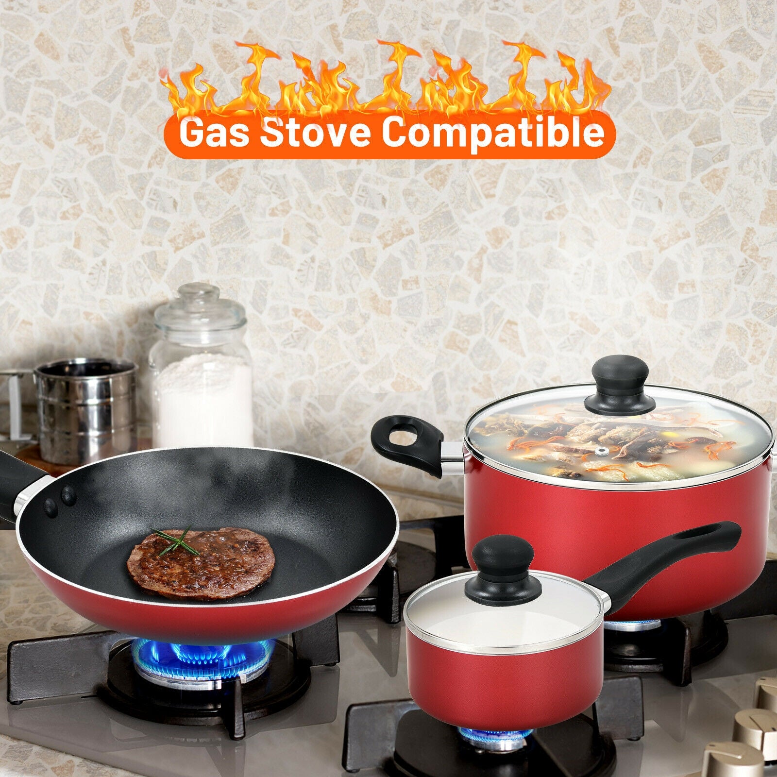 17 Pieces Hard Anodized Nonstick Cookware Pots and Pans Set 