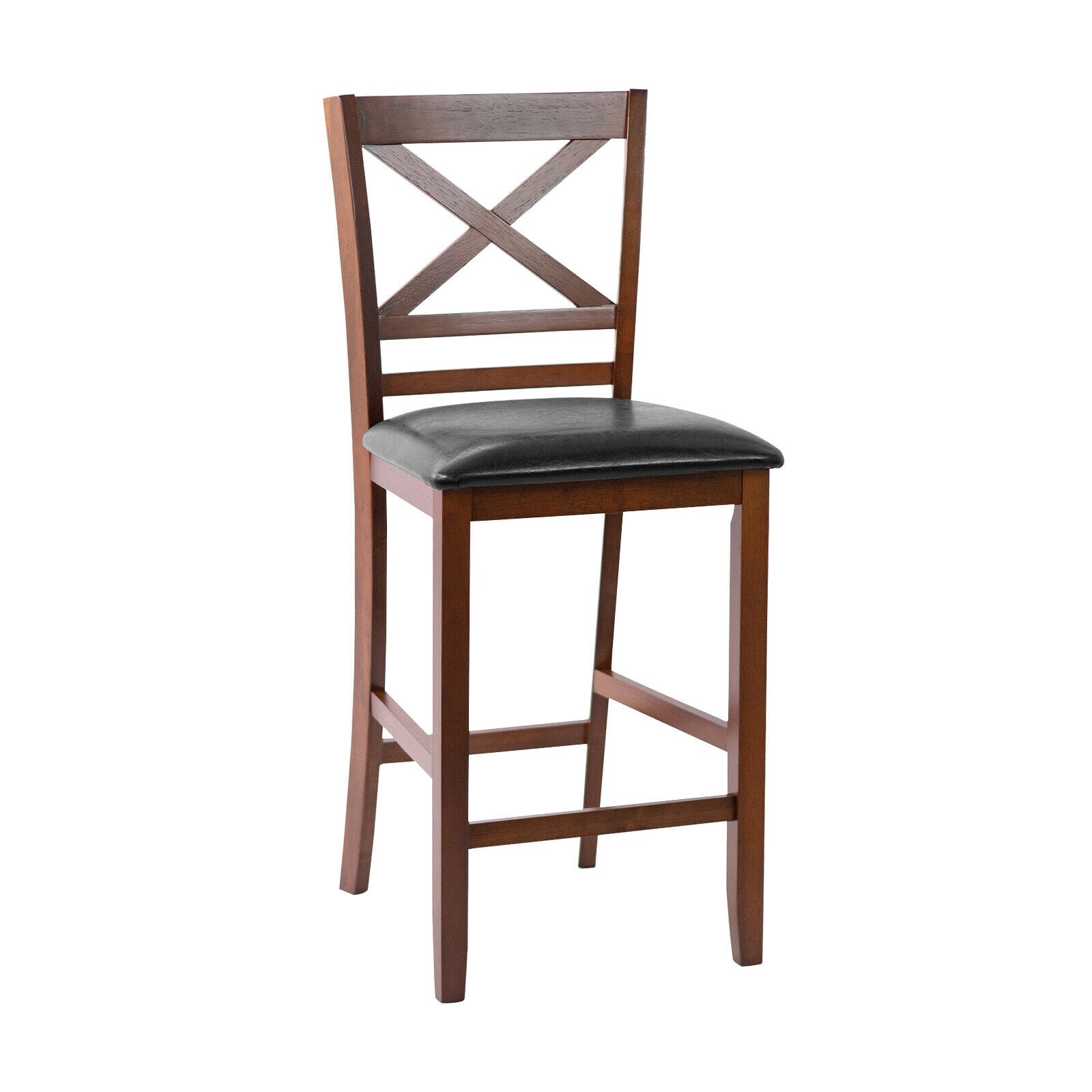 Set of 2 Bar Stools 25 Inch Counter Height Chairs with PU Leather Seat 