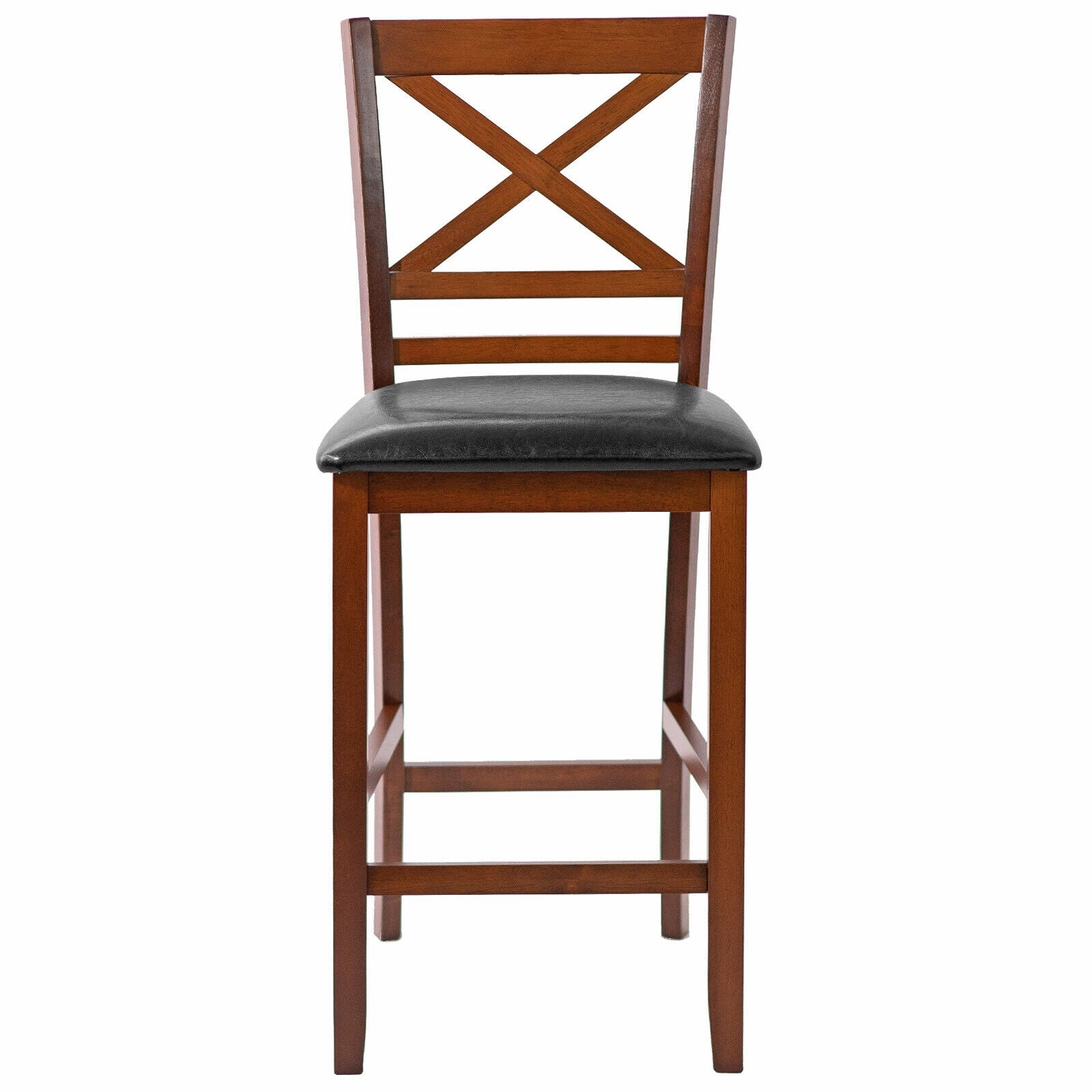 Set of 2 Bar Stools 25 Inch Counter Height Chairs with PU Leather Seat 