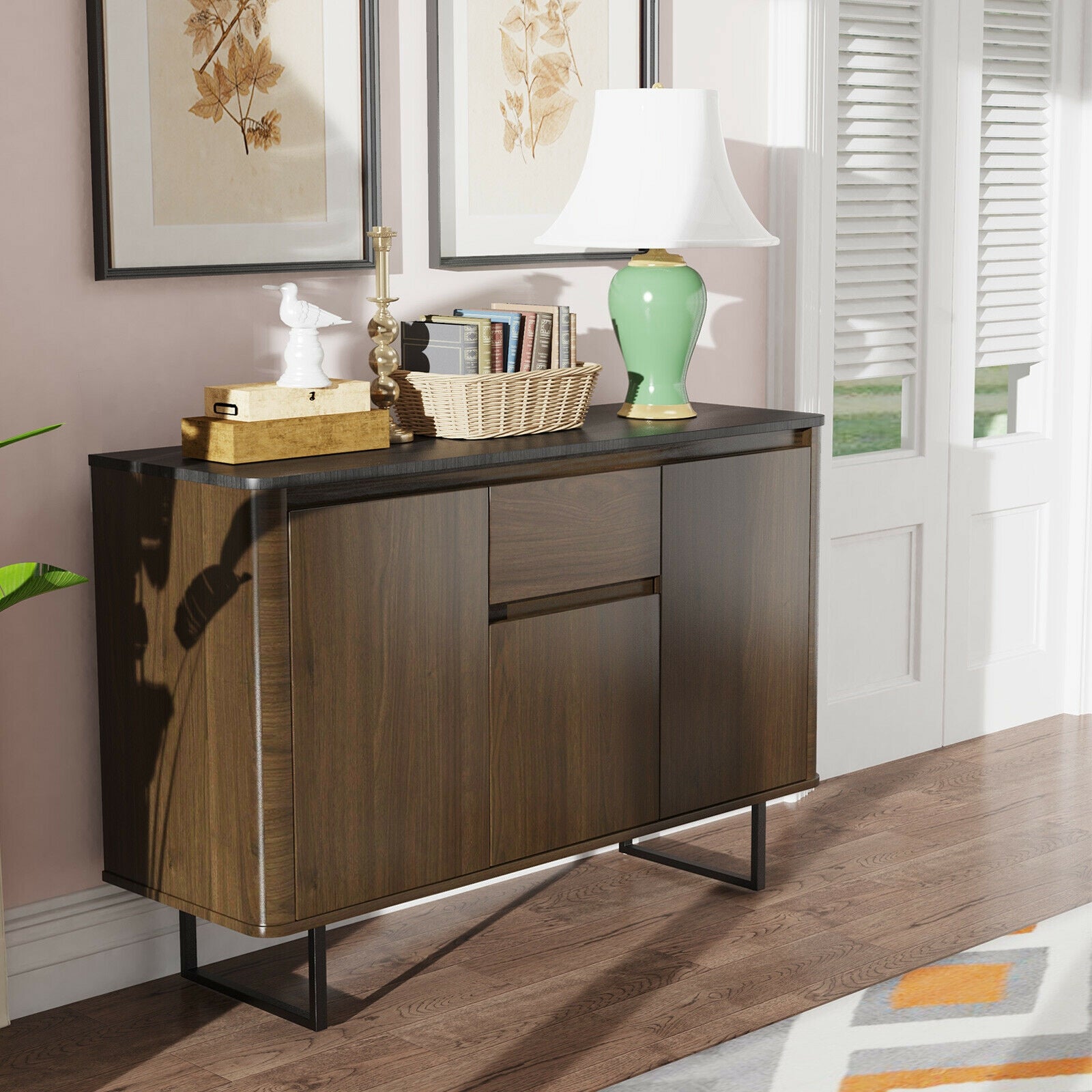 3-Door Kitchen Buffet Sideboard with Drawer for Living Room Dining Room