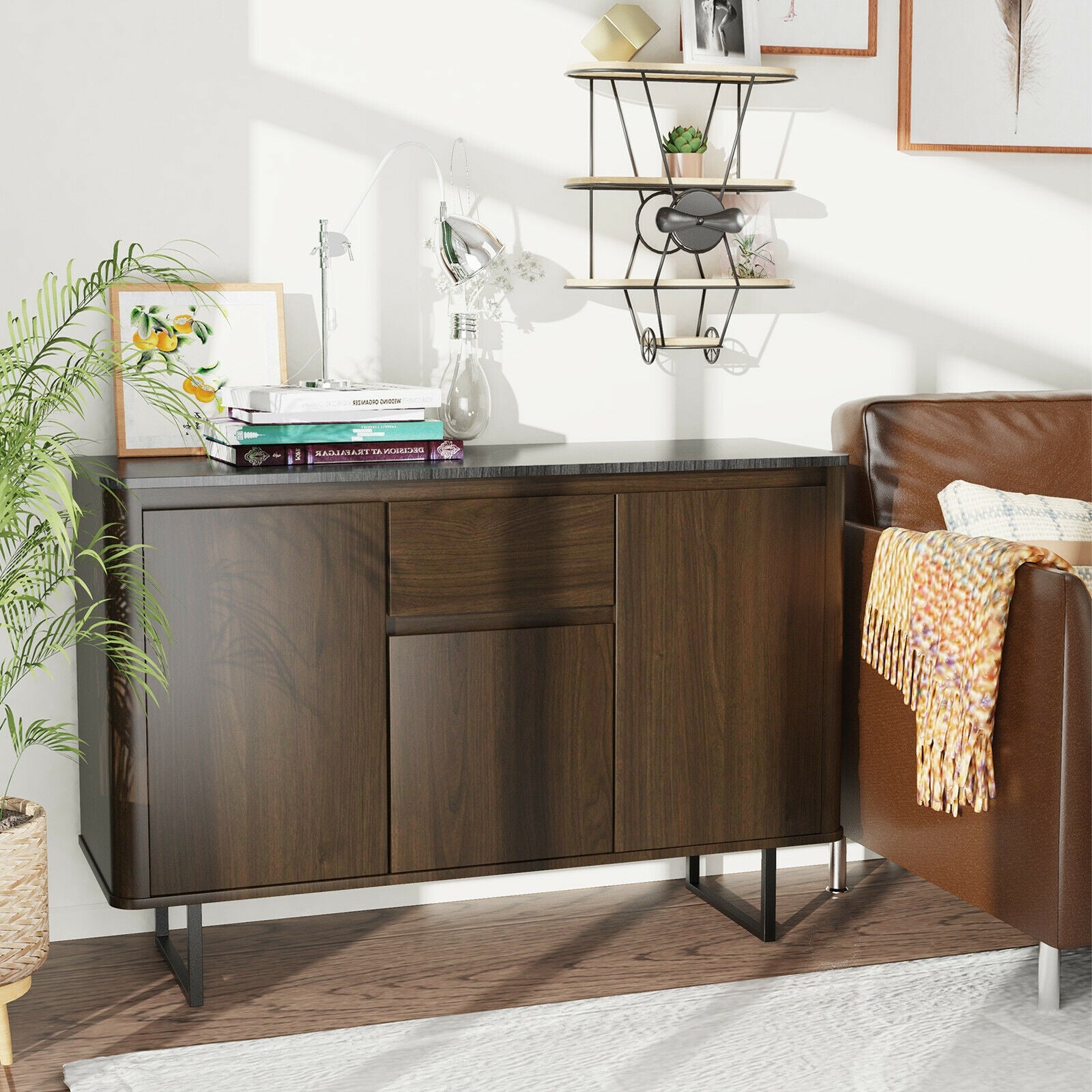 3-Door Kitchen Buffet Sideboard with Drawer for Living Room Dining Room 