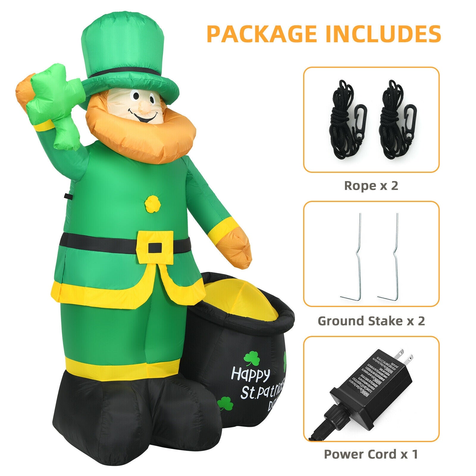 Patrick’s Day Inflatable Leprechaun for for Yard and Lawn-6 ft