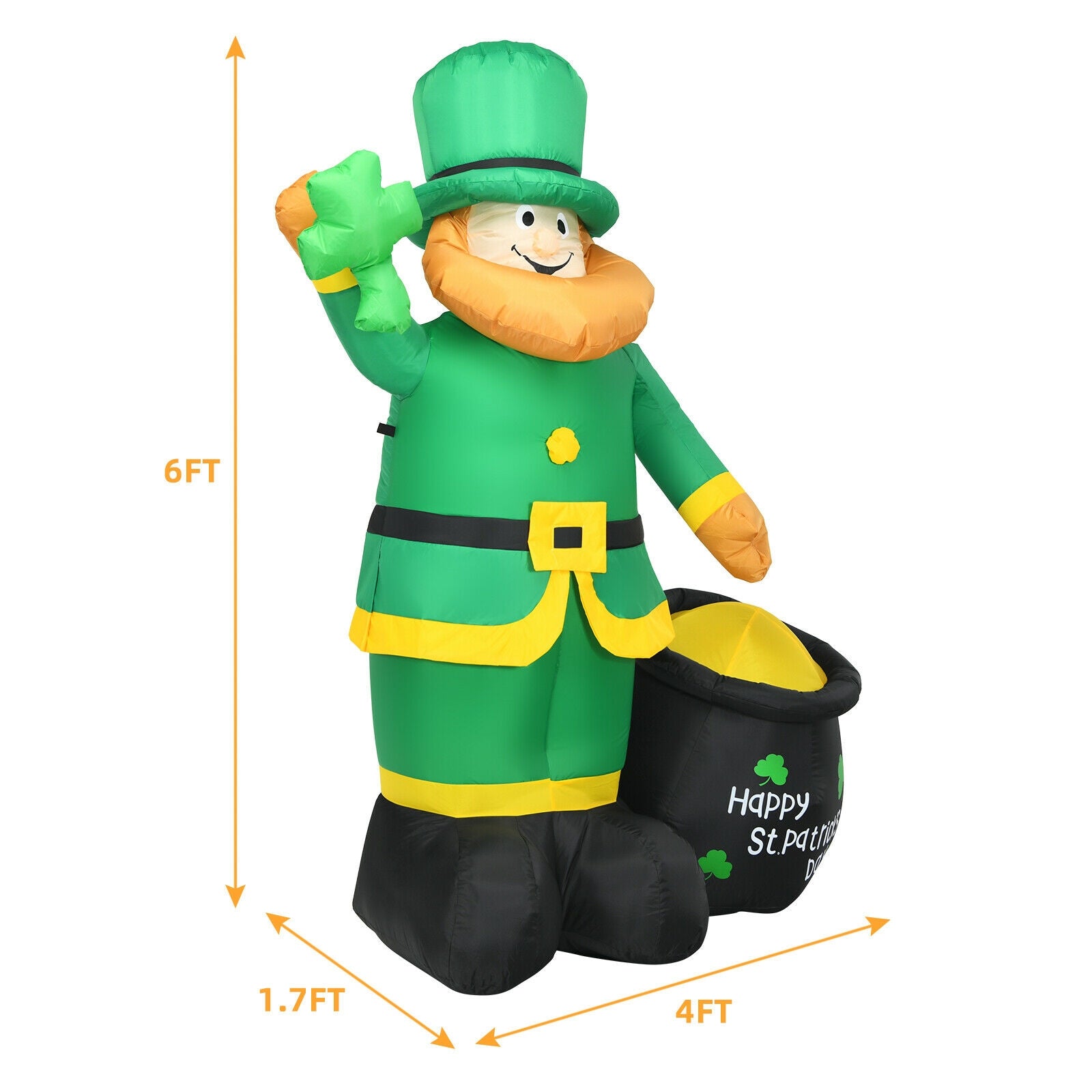 Patrick’s Day Inflatable Leprechaun for for Yard and Lawn-6 ft