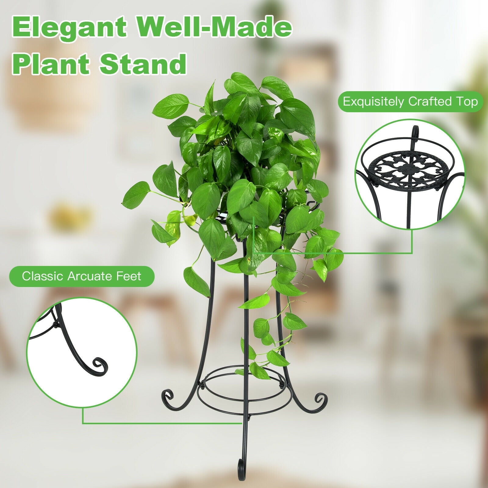 Heavy Duty Metal Planter Holder with Stable Triangular Structure