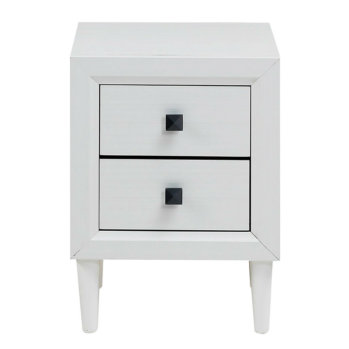 2Pcs Multipurpose Retro Nightstand with 2 Drawers-White