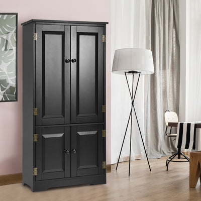Accent Floor Storage Cabinet with Adjustable Shelves Antique 2-Door-Black 