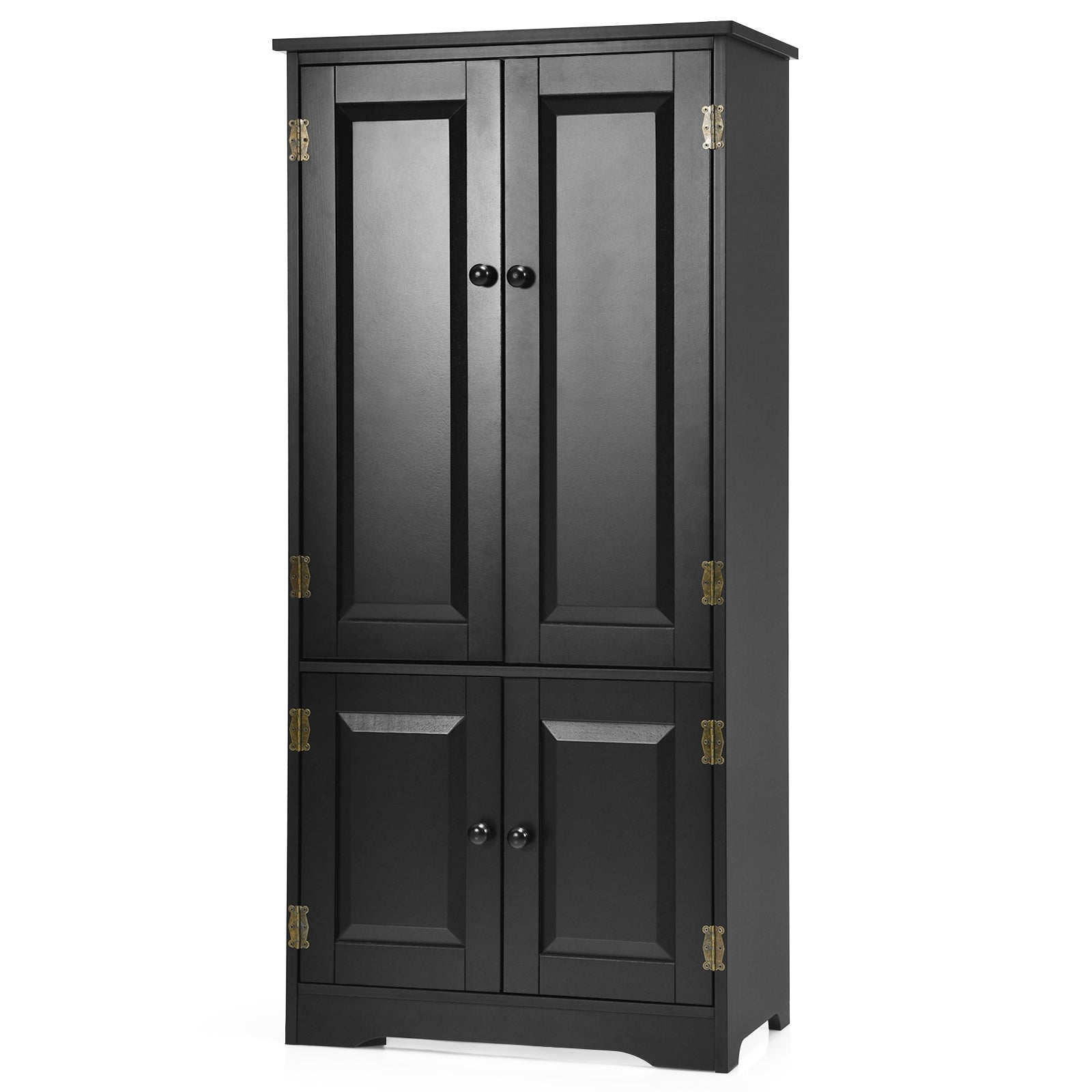 Accent Floor Storage Cabinet with Adjustable Shelves Antique 2-Door-Black